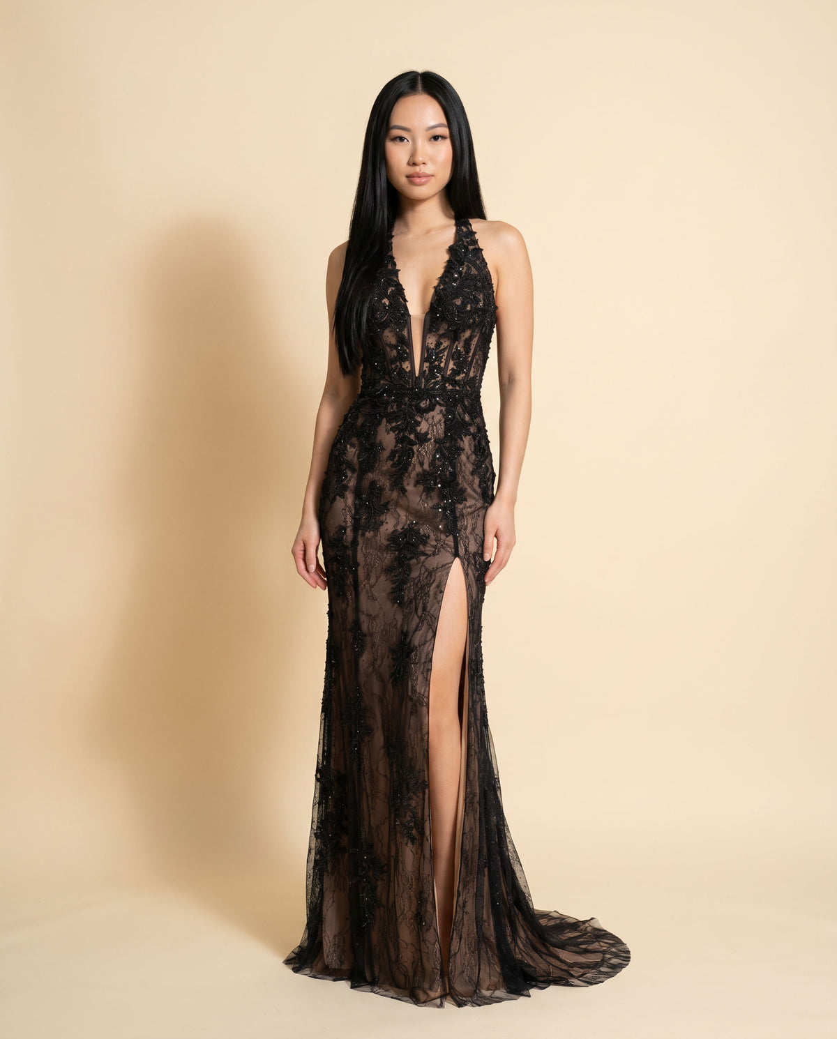 Robe Corset Avec Fente Marine