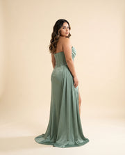 Robe Corset Ajustée Vert Sauge