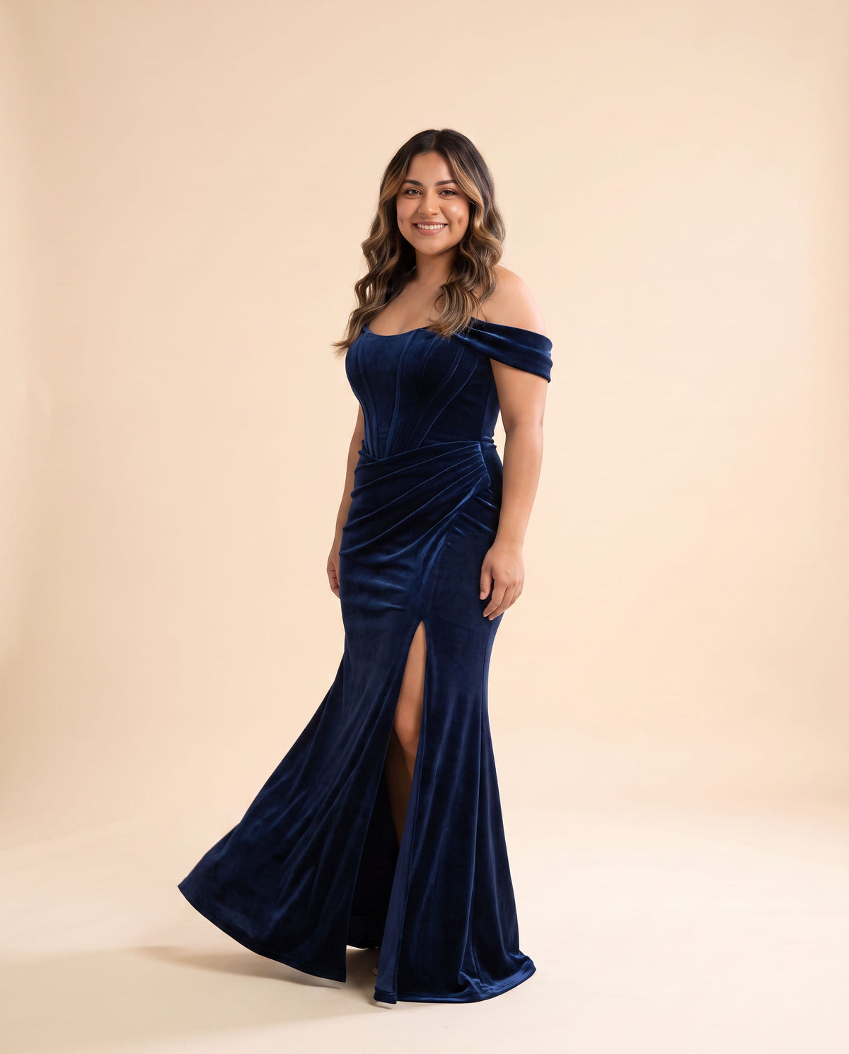 Robe Corset En Velour Marine