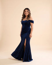 Robe Corset En Velour Marine
