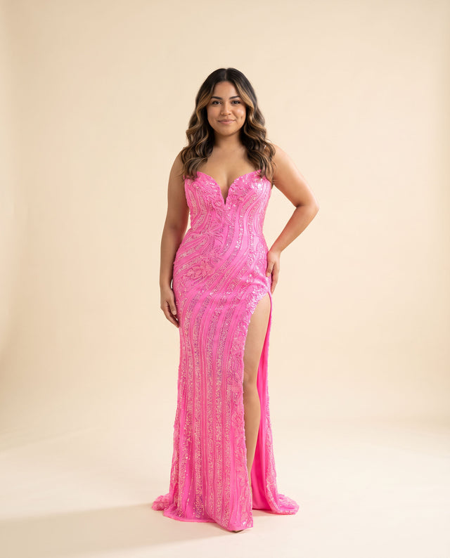 Robe Bustier Décolletée Rose Vif