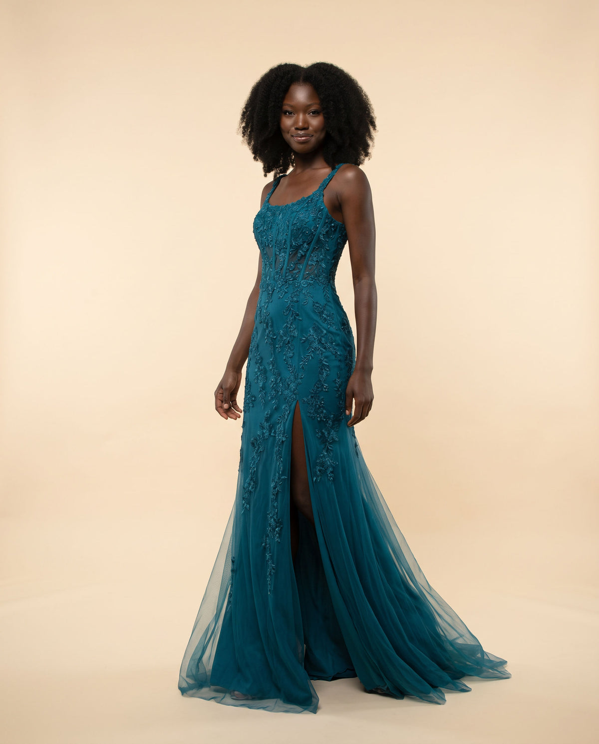 Robe Corset Brodée Teal