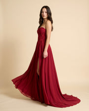Robe Corset Avec Fente Rouge