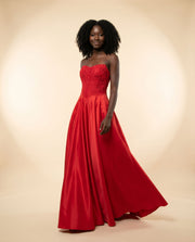 Robe Corset Et Satin Rouge