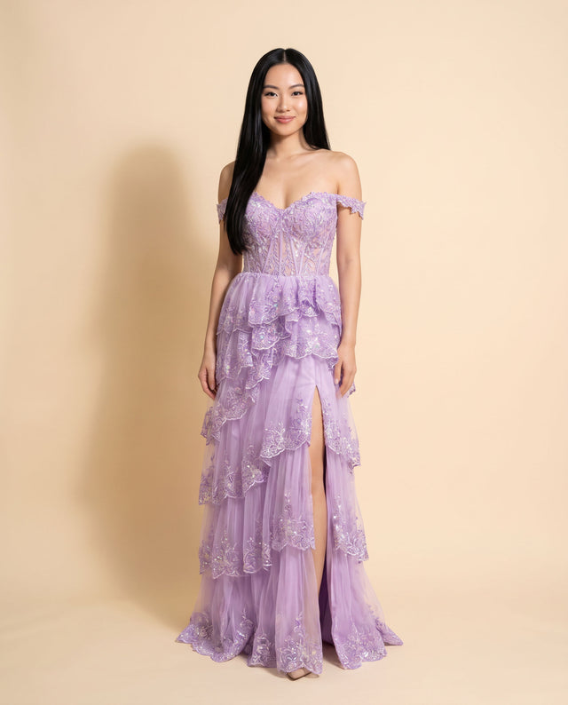 Robe À Corset À Étage Lilas