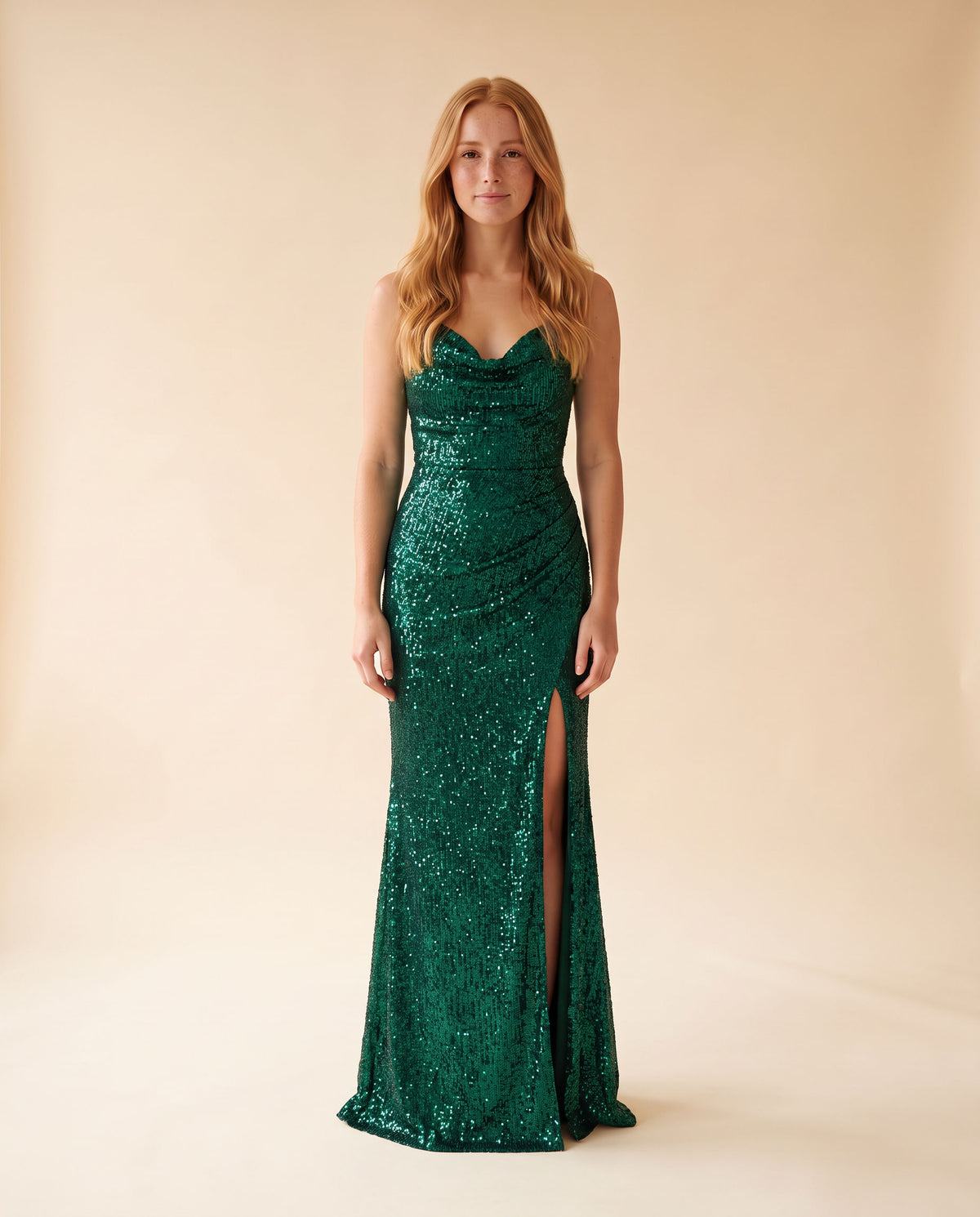 Robe Ajustée Scintillante Émeraude