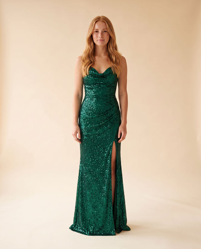 Robe Ajustée Scintillante Émeraude