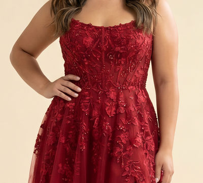Robe En Tulle Avec Fleurs Rouge