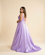 Robe Satiné Brillante Lilas