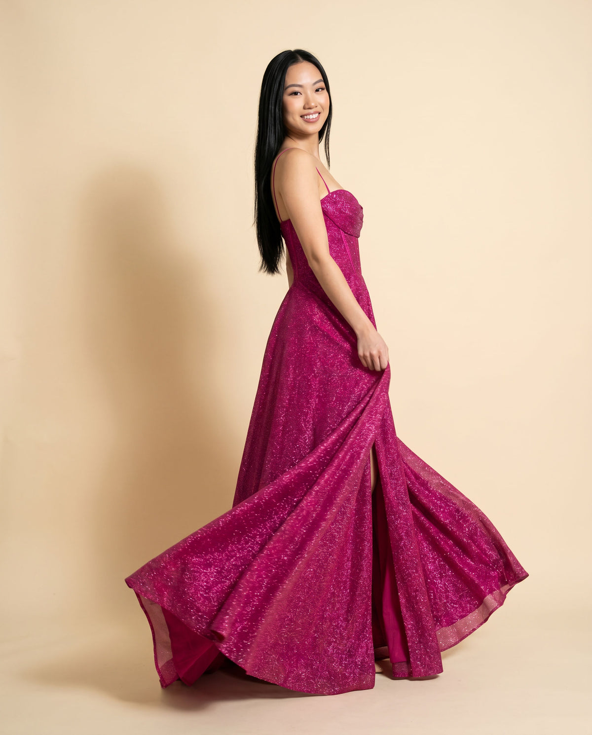 Robe Corset Avec Fente Fuchsia