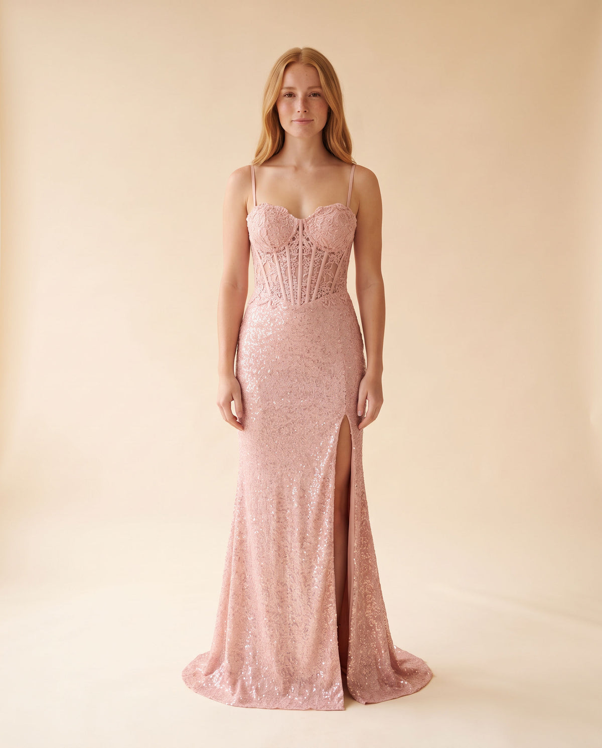 Robe Corset En Dentelle Blush
