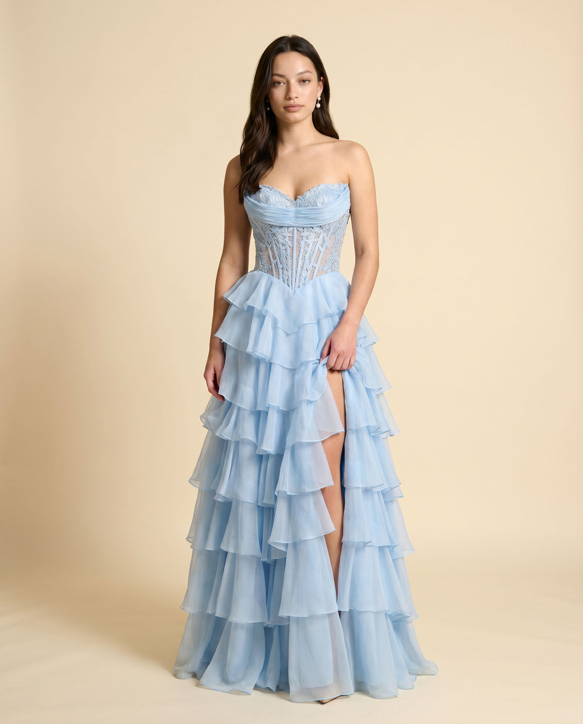 Robe Corset À Volants Blush
