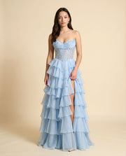Robe Corset À Volants Blush