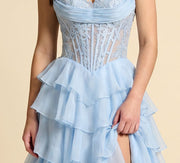 Robe Corset À Volants Blush