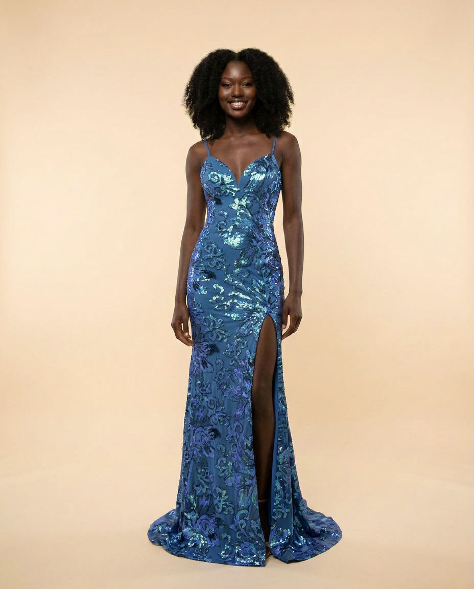 08459 Robe À Paillettes Royal