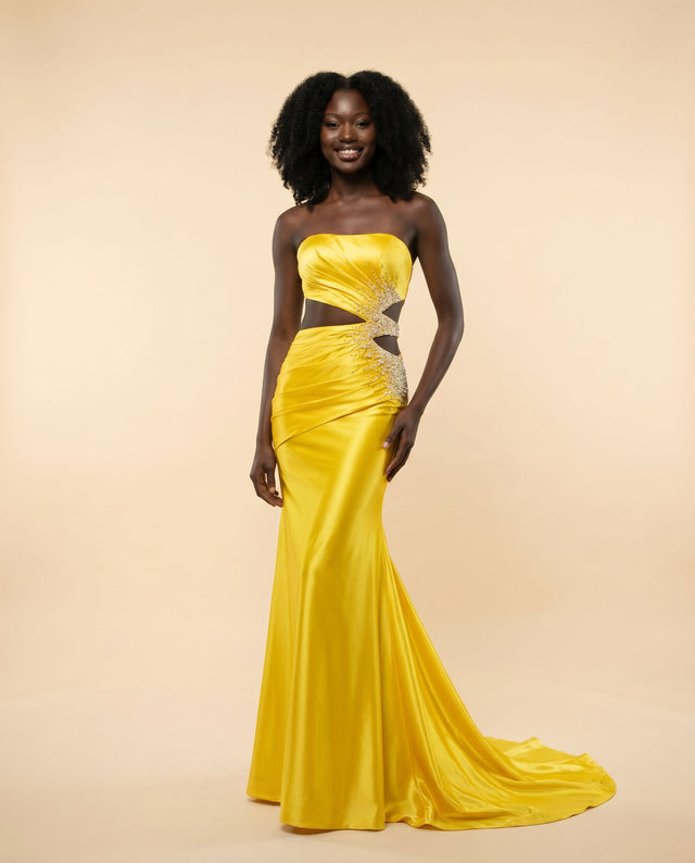 Robe Bustier Avec Brillants Ivoire