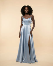 Robe À Corset En Satin Bleu Misty