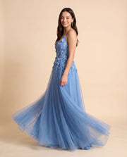 Robe Bleu Poudre Fleurie