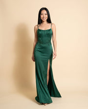 Robe Corset Dos Lacé Émeraude