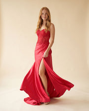Robe Corset Ajustée Rouge