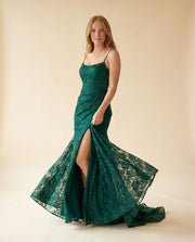 Robe Corset Et Dentelle Emeraude