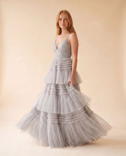 Robe En Tulle Avec Fente Argent