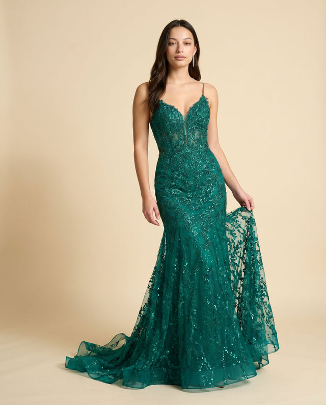 Robe Sirène À Corset Emeraude
