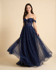 Robe Scintillante Corset Marine