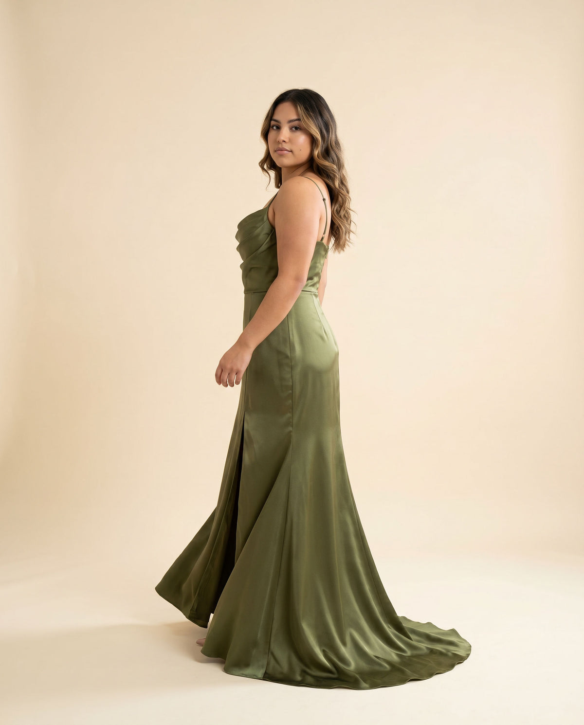 Robe De Satin Olive