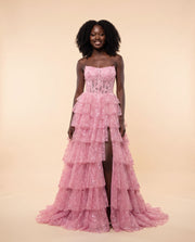 Robe à Étages Rose