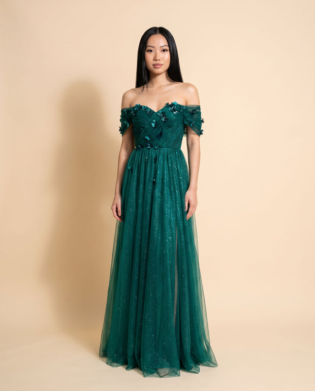 Robe En Tulle Émeraude