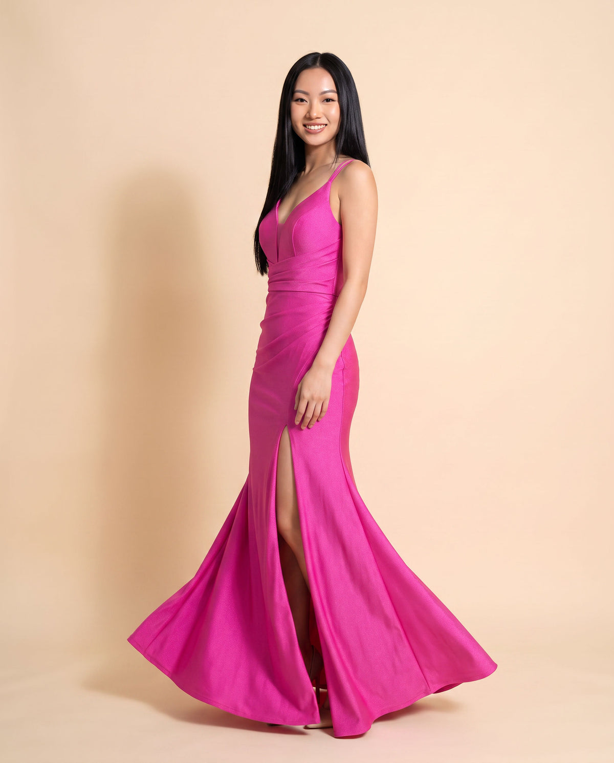 Robe Scintillante Ajustée Fuchsia