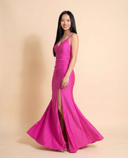 Robe Scintillante Ajustée Fuchsia
