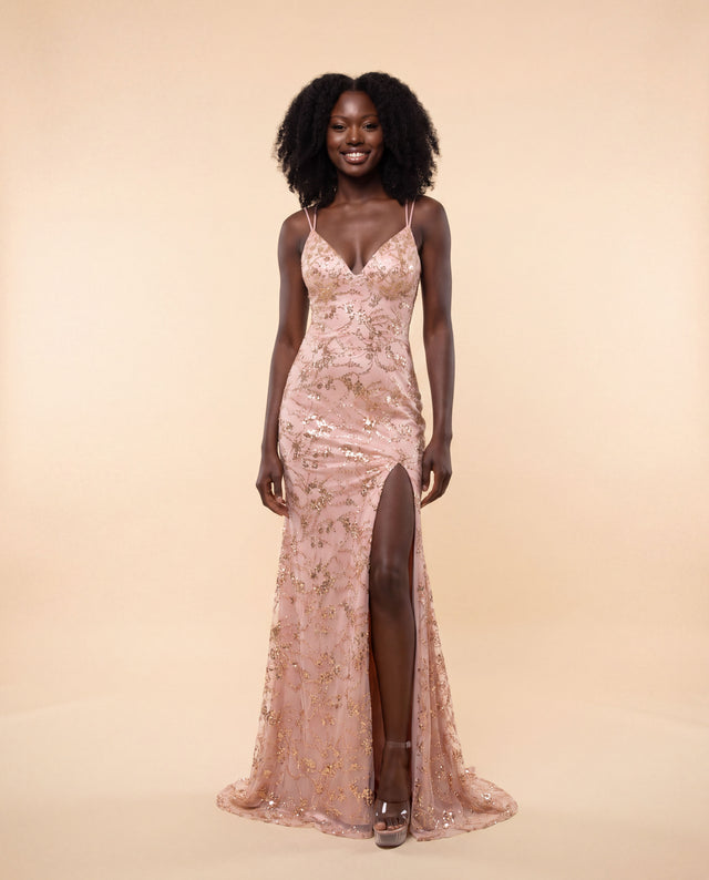 Beaded Gown Rose Gold