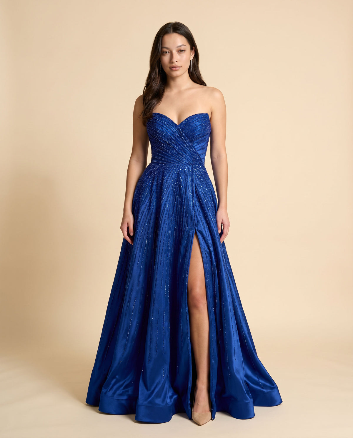 Robe Brillante Bustier Avec Fente Royal