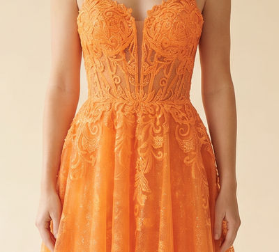 Robe En Tulle Orange