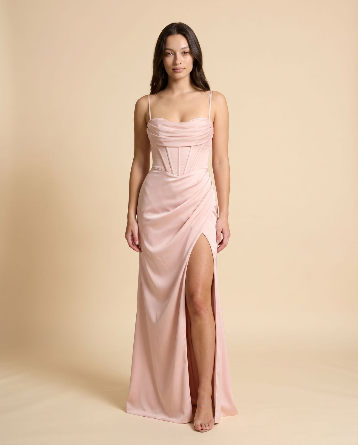 Robe Avec Fente Rose Pâle