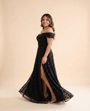 Robe Corset Et Fente Noir