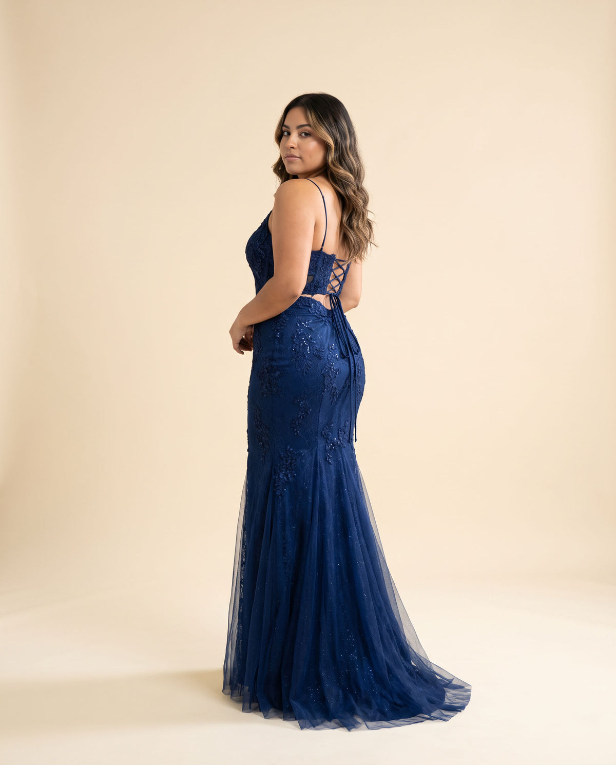 Robe À Broderies Marine