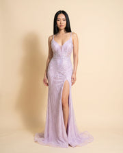 Robe Ajustée Scintillante Lilas