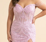Robe Corset Avec Perle Rose Pâle