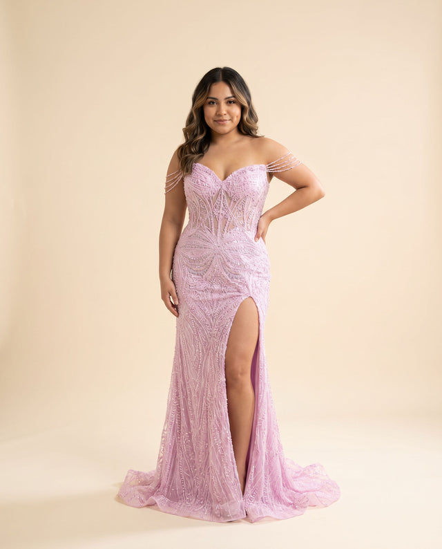 Robe Corset Avec Perle Rose Pâle