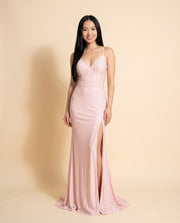 Robe Brillante Rose Pâle