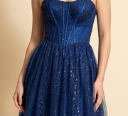 Robe scintillante bustier Marine