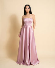 Robe Corset En Satin Rose
