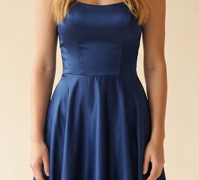 Robe en satin corset Bleu Marin