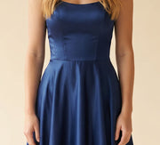 Robe en satin corset Bleu Marin