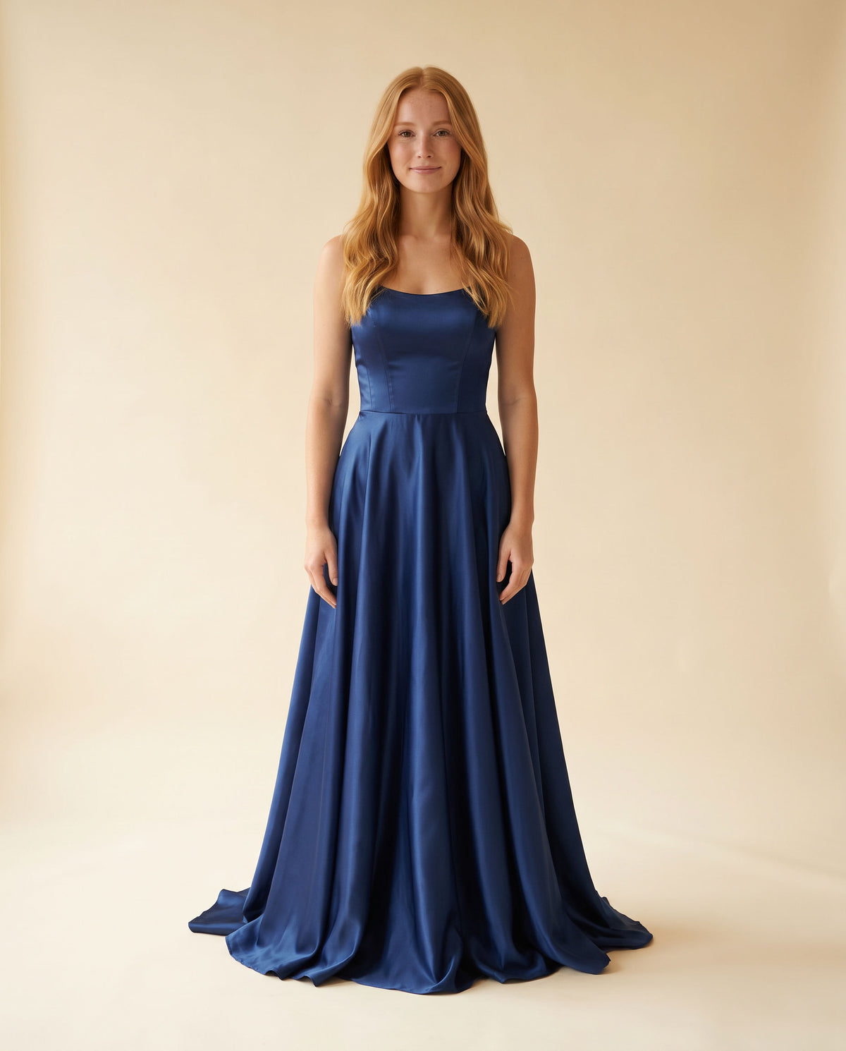 Robe en satin corset Bleu Marin