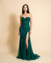 Robe ajustée avec fente Émeraude