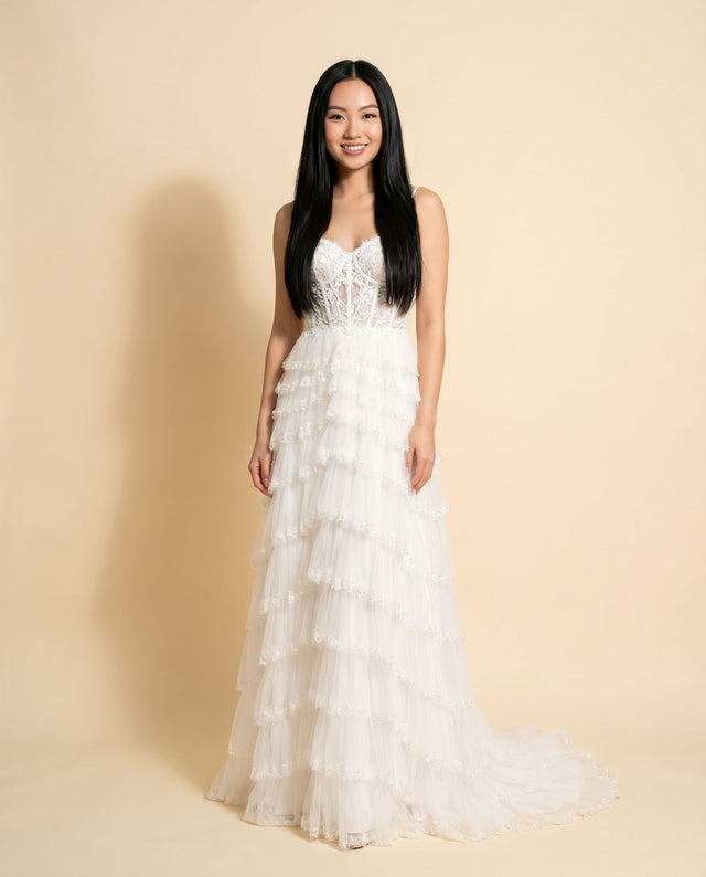 Robe Corset À Jupe Étagée Noire